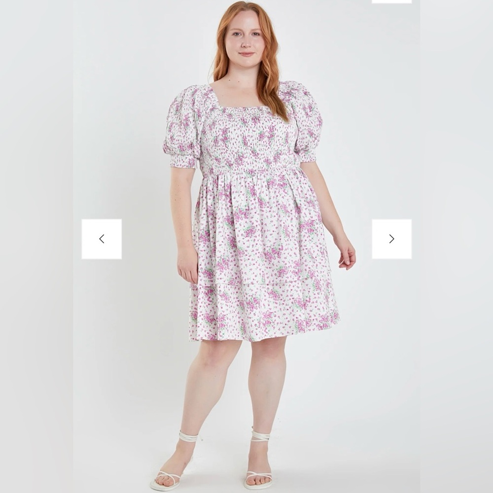 English Factory Pink and White Floral Midi Dress